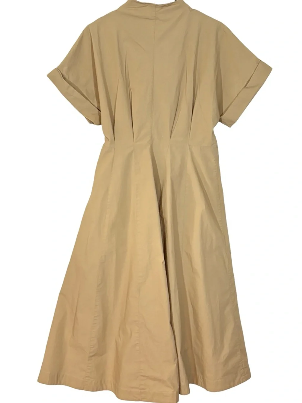 Banana Republic Cotton Poplin Shirt Dress Sandstone Midi Fit Flare 8 - Picture 6 of 10